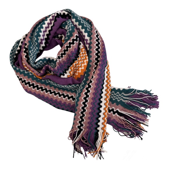 NWOT | Missoni | Purple Zigzag Hat & Scarf Set | One Size - Picture 4 of 16
